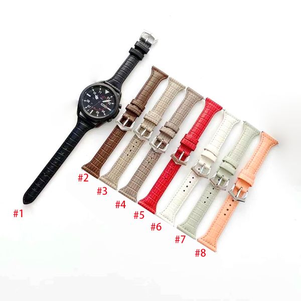 Slim Crocodile Pattern кожаный ремешок для Samsung Galaxy Watch 3 Huawei GT2 браслет браслет браслет 22 мм часовой ремешок умные аксессуары