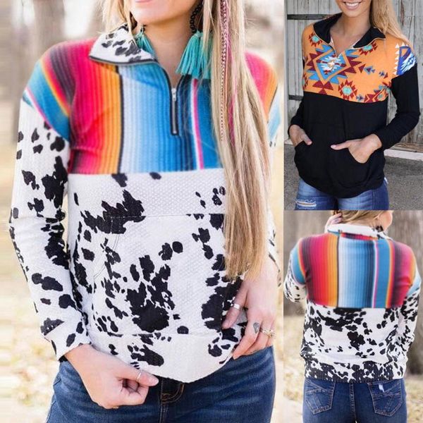 

women's hoodies & sweatshirts fashion women zipper print casual autumn blouse cotton loose long sleeve pocket plus size sweatshirt 202, Black