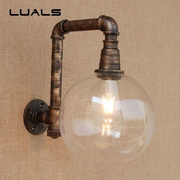 

loft style pipe lamp personality vintage wall light cafe bar led edison lamps creative glass lampshade indoor art deco lighting