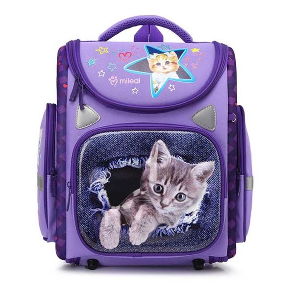 Mode Mädchen Cartoon Katze Wasserdichte Schultaschen Für Kinder 1-5 Klasse Kinder Orthopädische Rucksäcke Mochila Escolar 211021