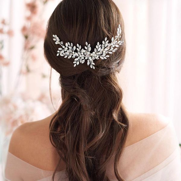

hair clips & barrettes fashion silver color protein crystal handmade combs rose gold full rhinestone headpiece bridal accessories, Golden;silver
