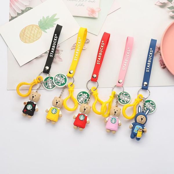 

creative party favor personality cartoon starbucks doll keychains, environmentally friendly pvc soft rubber, drop-resistant bag accessory pe