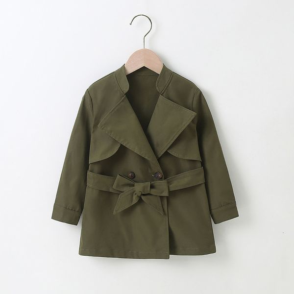 

spring and autumn solid color long sleeve belt overcoat, White