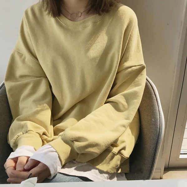 

women's hoodies & sweatshirts women fake two-piece stitching loose sweatshirt round collar pullover long sleeve casual solid, Black