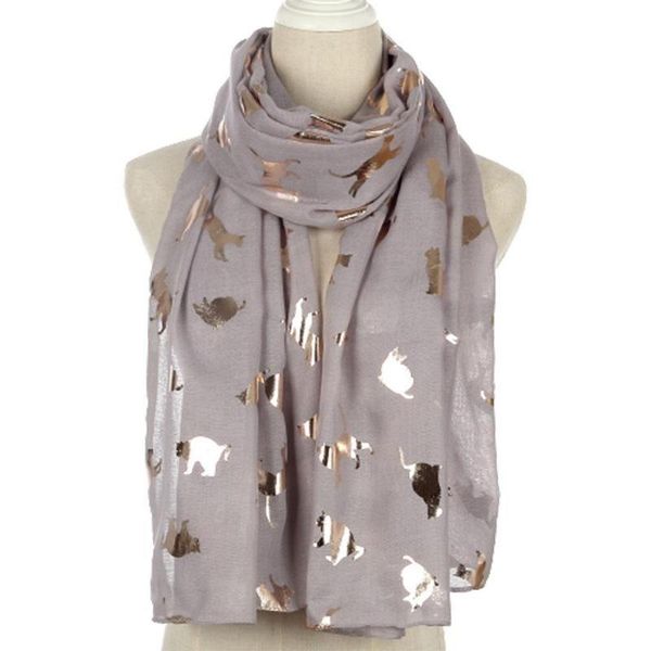 

scarves fashion shiny bronzing foil gold cat scarf snood foulard shawl 8 colors kitten for ladies womens gifts drop, Blue;gray