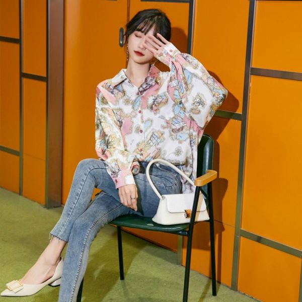 

women's blouses & shirts 2021 fashion spring autumn harajuku blouse female printing full sleeve long women ladies clothing streetwear, White