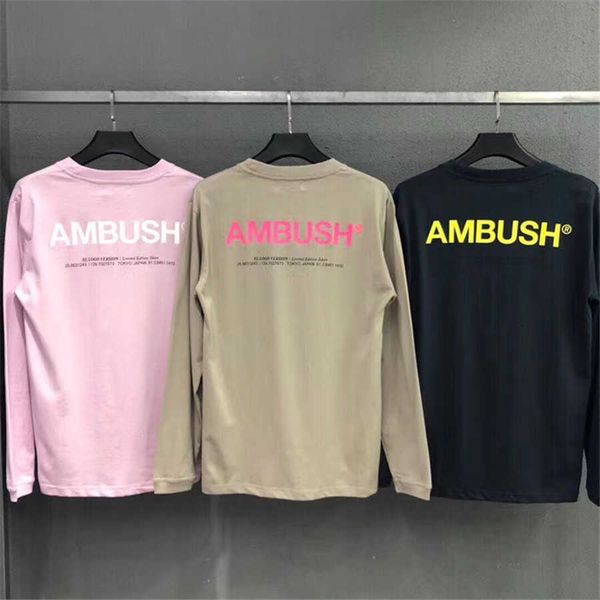 

women's t-shirt long sleeves men women 1:1 couple lovers t-shirt classic minimalist ambush t shirt 563r, White