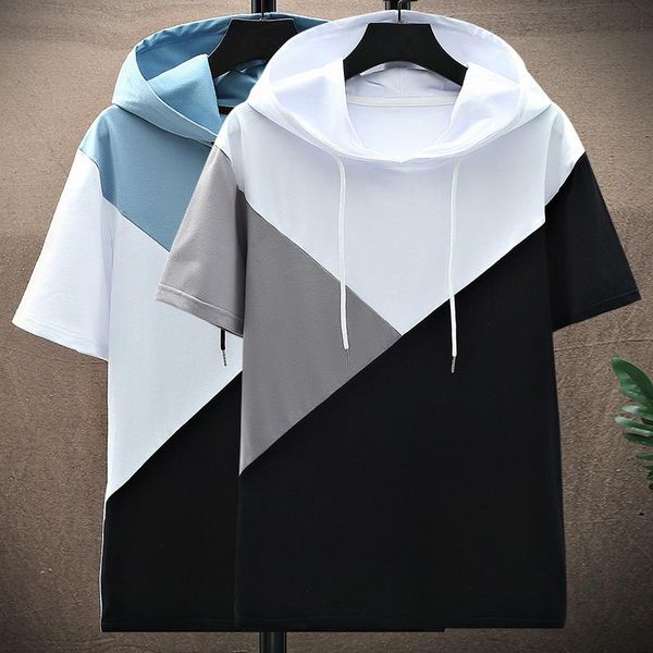 

spring summer men hoodes t-shirt short sleeve male soft tees fashion clothing men's t-shirts, White;black