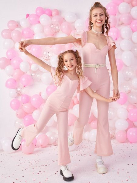 

layered sleeve flared leg jumpsuit o8ml#, White
