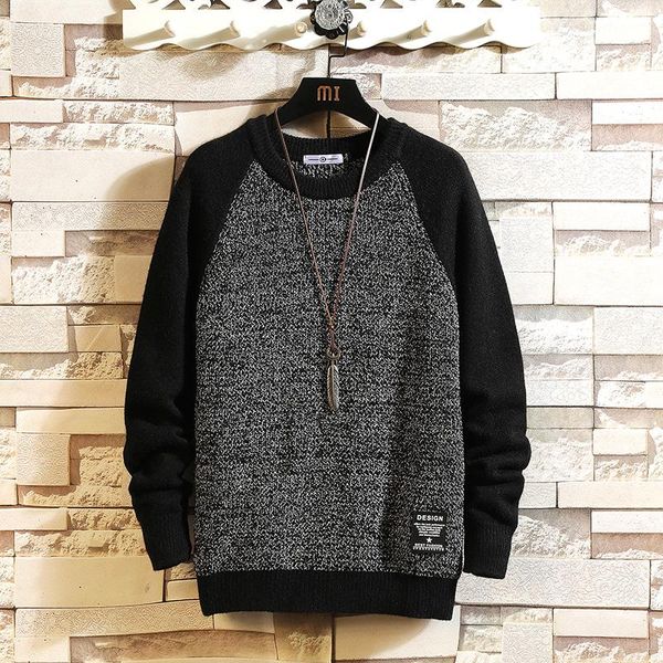 

men's sweaters fashion o-neck sweater hip hop streetwear pull oversized -3xl 2021 long sleeves pullover for autumn spring, White;black