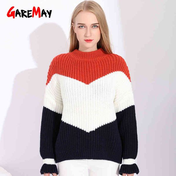

oversized sweater women s and pullovers fashion knitting thick s for coarse knitted outwear 210428, White;black