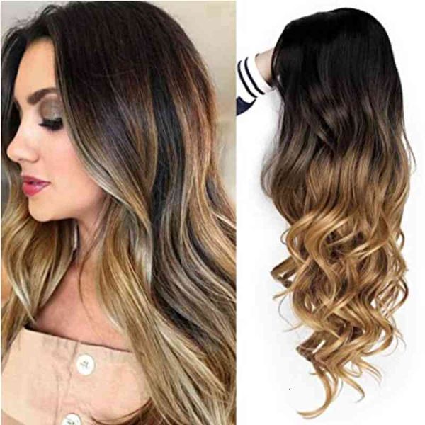 

rose wig net head cover gradient brown curly hair, Black