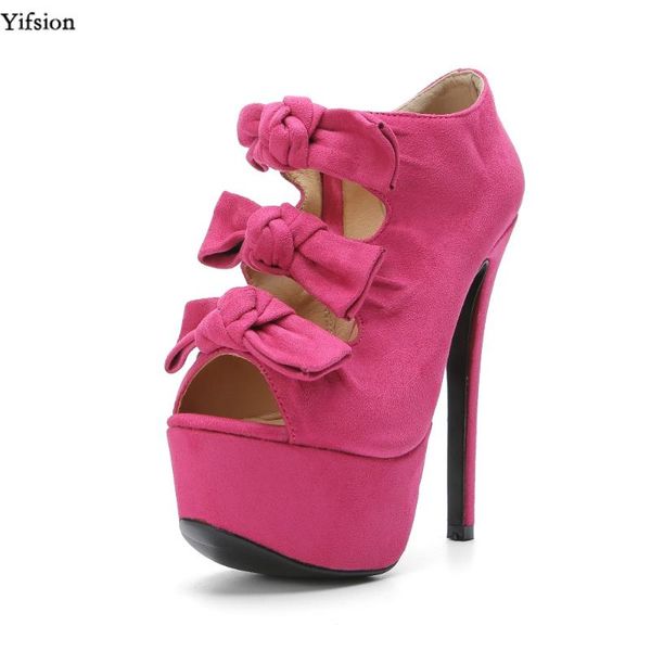 

dress shoes olomm women platform pumps stiletto high heel butterfly knot peep toe rose red party us size 4-.5, Black