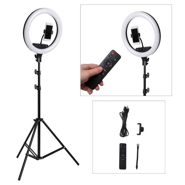 

flash heads pography led selfie ring light remote control 14inch 36cm dimmable camera phone lamp with tripod for makeup video live