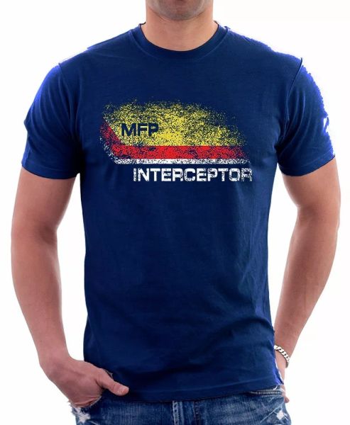 

mad max inspired mfp interceptor v8 pursuit car navy printed t-shirt oz9279, White;black