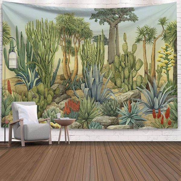 

tapestries summer cactus tapestry fresh succulents wall decor tropical landscape hanging picnic scenic blanket cloth