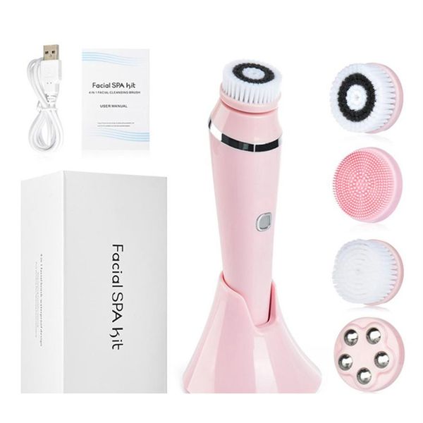 Silicone Cleanser Facial Impermeável Escova Recarregável Escova Rosto Peo Cleaner Quatro-em-Um Rosto Elétrico Lavagem A01