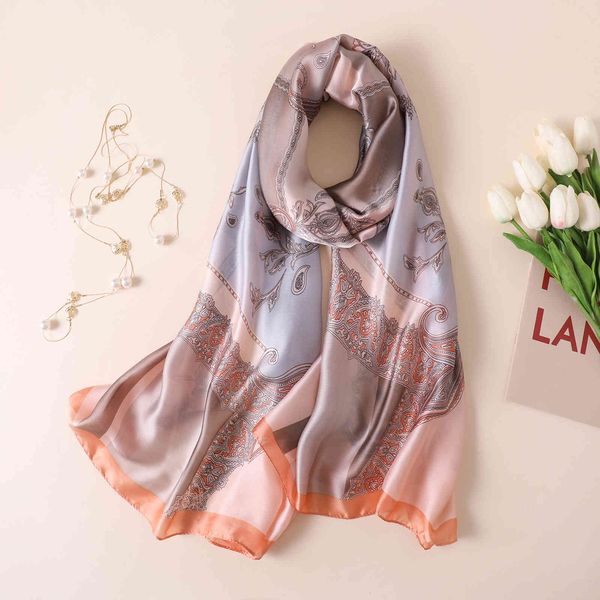 

new hangzhou silk women's gauze scarf cashew nut totem shawl, Blue;gray