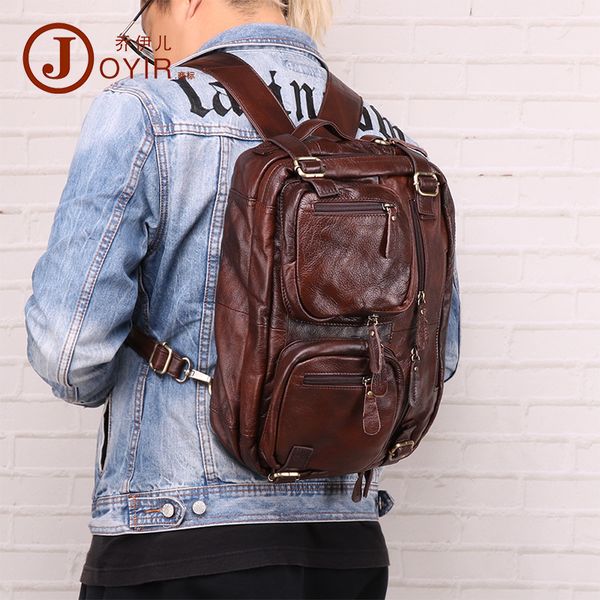 

men's leather bag briefcase fashion leisure multifunctional double shoulder hand