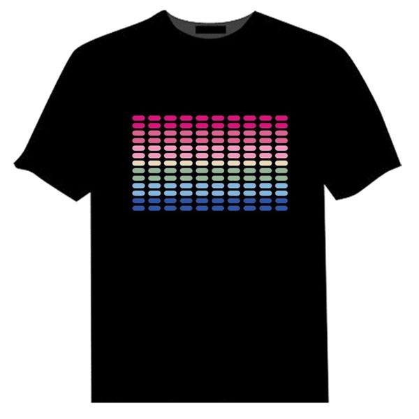 

t-shirts led el clothes voice control music luminous t-shirt men's summer cotton xybe, White;black