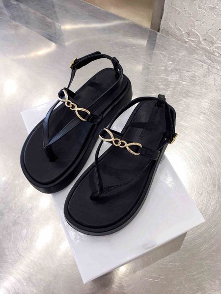 

[ 2021 spring and summer small fragrance flat sandals female fashion, Black