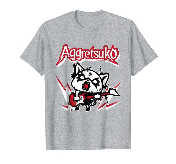 

aggretsuko rocker rage tee shirt, White;black