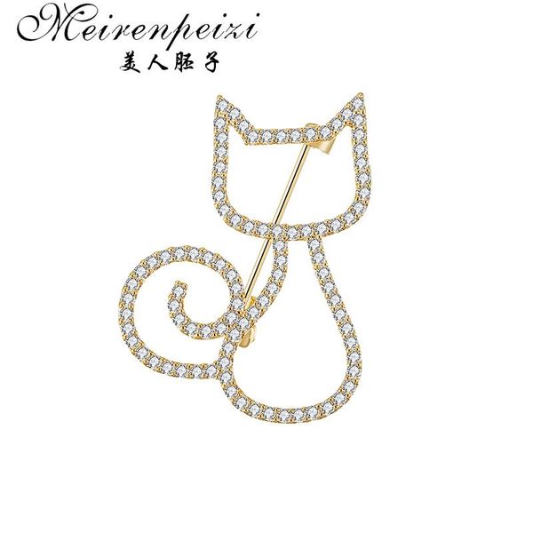 

pins, brooches meirenpeizi cute cat brooch clothing pin party garment accessories blouse neckline decoration fashion women jewelry, Gray