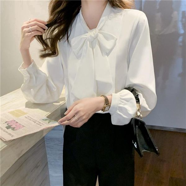 

women's blouses & shirts coigarsam blouse women autumn 2021 fashion chiffon bow white blusas womens and