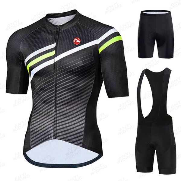 

racing sets 2021 cycling jersey set pro team clothing suits mtb clothes bib shorts men bike ropa ciclismo triathlon, Black;blue