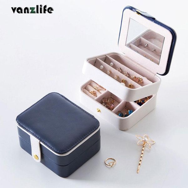 

vanzlife jewelry box portable rings small earrings storage makeup organizer travelling bead case put drawer boxes & bins
