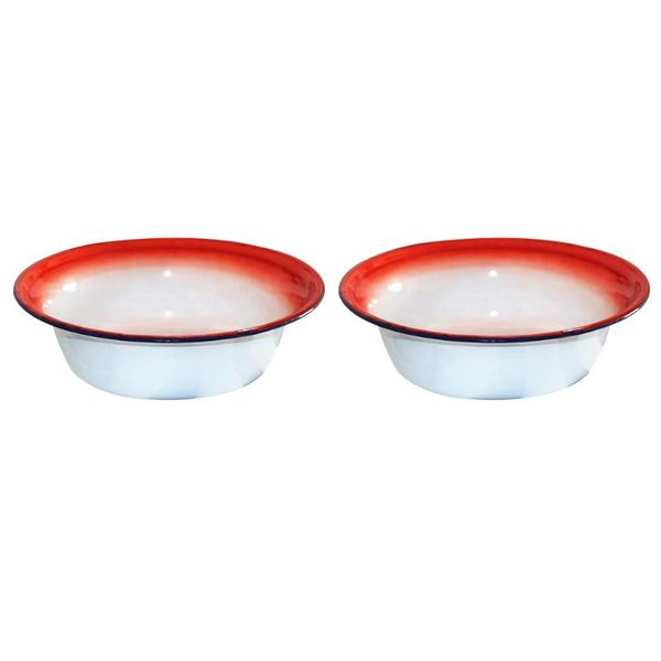 

bowls 2pcs vintage soup enameled basins practical household enamelware