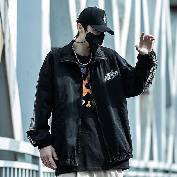 

men's jackets tactical back letter print hip hop cargo coats men streetwear military jacket casual techwear couple clothes windbreaker, Black;brown