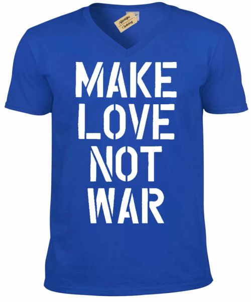 

make love not war t-shirt herren v-ausschnitt t-shirt, White;black