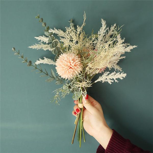 

artificial flowers silk dandelion plastic eucalyptus hybrid bouquet wedding engagement party tablehome deocr fake flower decorative & wr