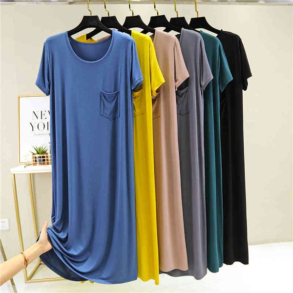 

casual dresses new female modal dress large size loose night thin short sleeve casual bottoming apvq, Black;gray