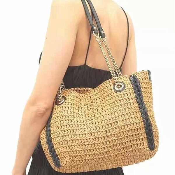 

evening bags one-shoulder camel beige straw woven bag crocheted female
