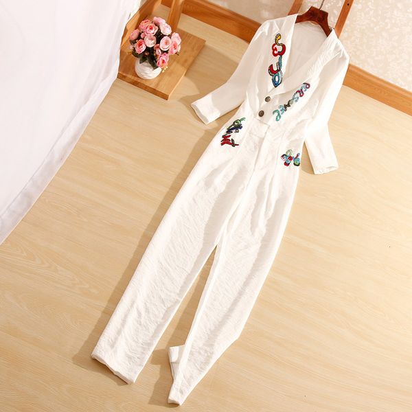

women's jackets jackets autumn women jumpsuits chinese style fashion embroidery sequined elegant slim lady white/black rompers yw4f, Black;brown