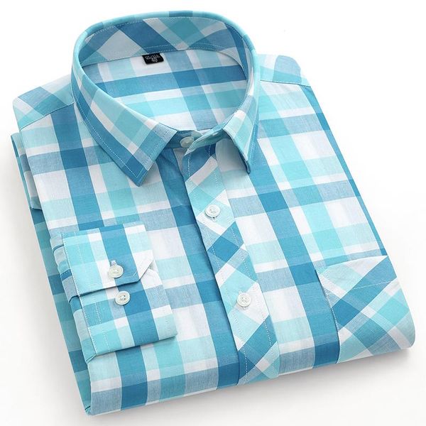 

men's casual shirts plaid shirt 100% pure cotton spring autumn comfortable loose breathable long sleeve daily home button male clothing, White;black