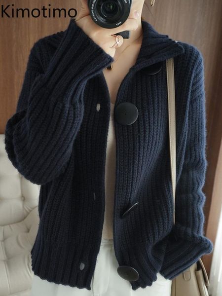 

women's knits & tees kimotimo vintage long-sleeved cardigan women 2021 autumn stand collar single breasted design sweater korean ins kn, White