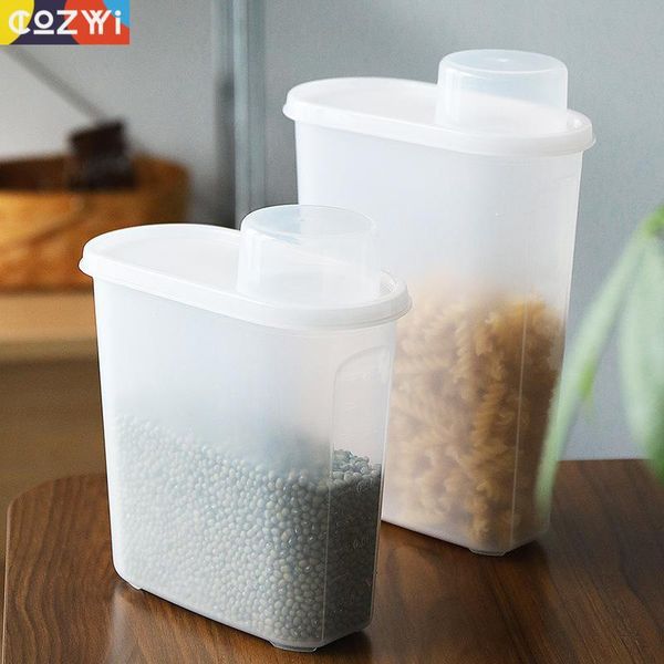 

storage bottles & jars 2.3l plastic sealed food container tank household cereal dispenser grain rice with small cap