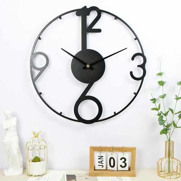 

wall clocks black creative industrial design numbers minimalist decor metal art horloge home bi50wc