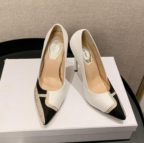 

dress shoes fall 2021 style pointed toe stiletto rhinestone color matching shallow mouth high heel, Black