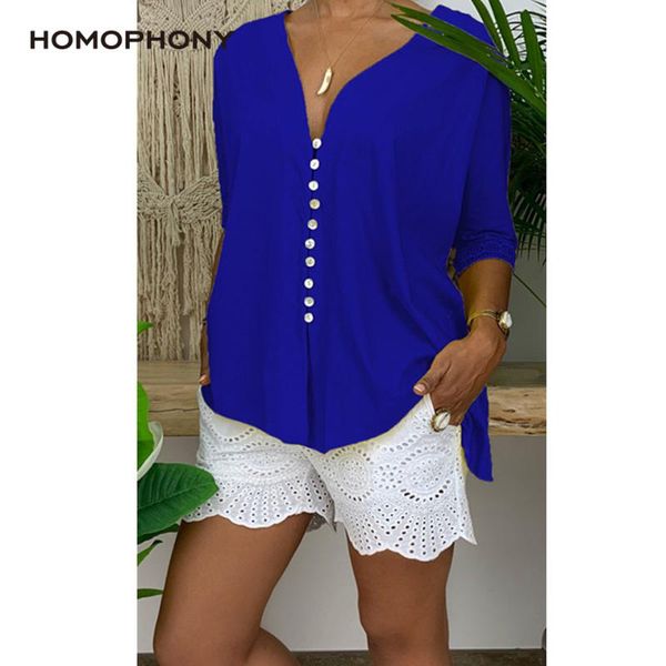 

women's blouses & shirts homophiny women blouse short sleeve summer and shirt solid v-neck casual button loose pullover, White