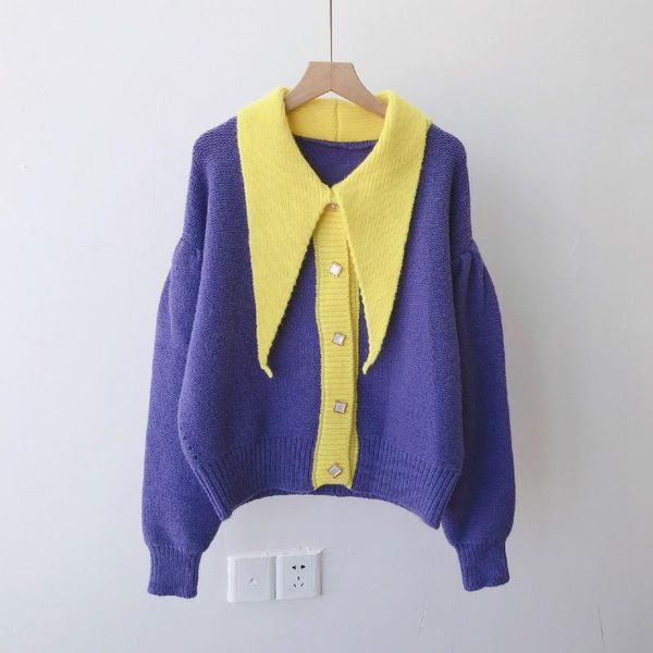 

sweaters autumn winter new women and cardigans long collar turn down knitting sweater coat casual, White;black