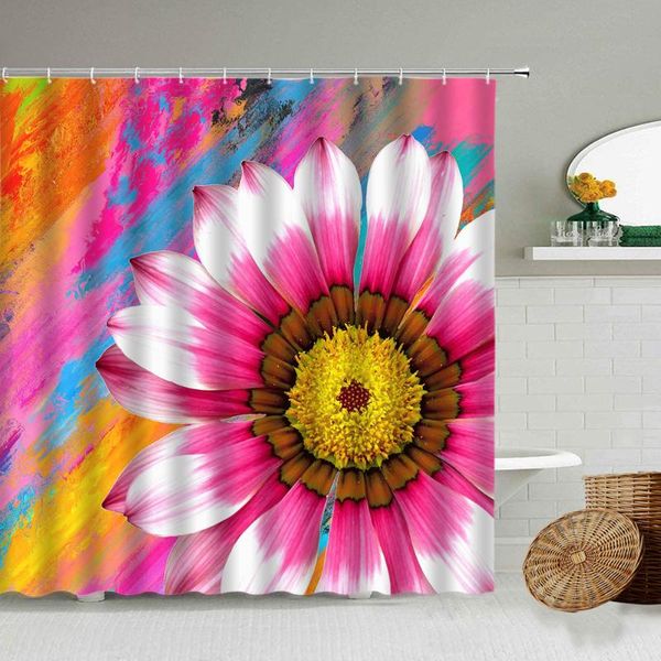 

shower curtains colorful graffiti flower curtain set sunflower art print bathroom wall decoration with hook waterproof polyester screen