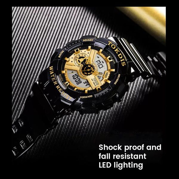 

wristwatches 2021 tokdis latest luxury men's military 50m waterproof fashion watch led multifunctional sports relogios masculino, Slivery;brown