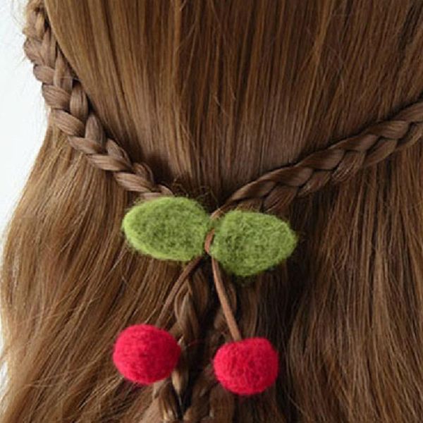 

hair accessories 1pc sweet cute girls cherry bow hairpins ornaments headdress clips charm kids ball leaves barrettes accessory, Slivery;white