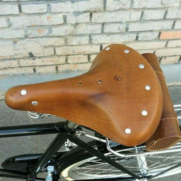 

bike saddles outdoor sports cycling leather saddle mtb mountain bicycle vintage seat parts retro rivet bic f2g6