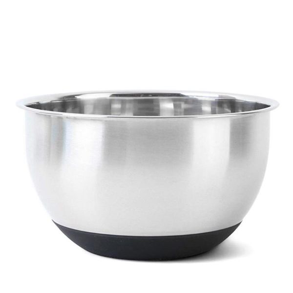 

bowls stainless steel mixing bowl with ergonomic non-slip silicone base professional kitchenware round metal bottom no-slip single