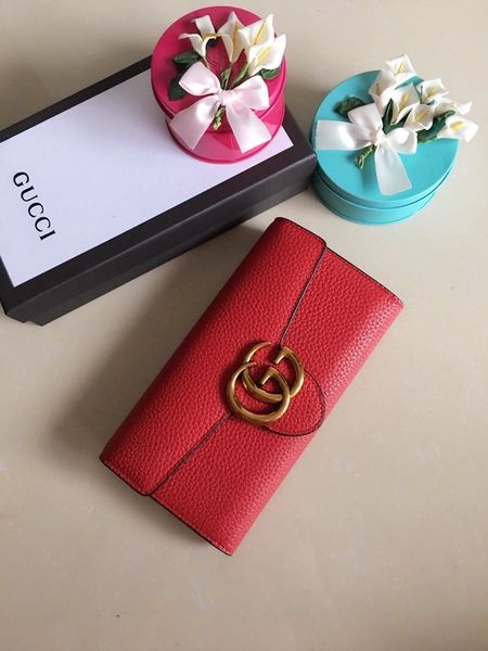 

evening brand designer luxury 400586 real leather compact long wallets chain wallet pouches key card holders phone clutches cases purse qurj, Red;black